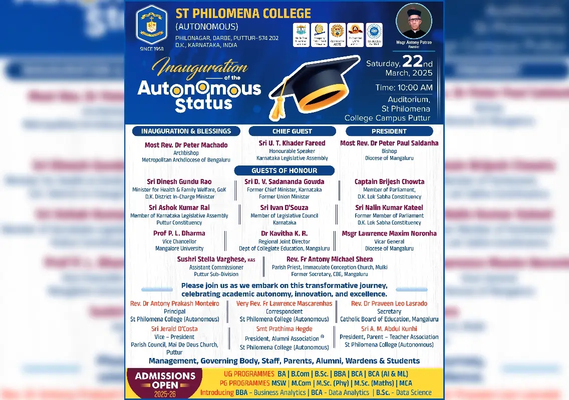 St Philomena College celebrates inauguration of autonomous status - News Karnataka