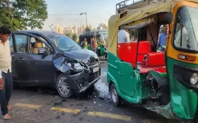 Car Collided with Auto-Rickshaw on Kolnadu Highway, Leaving Four Injured - News Karnataka
