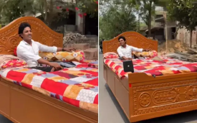 Man Turns Bed Into a Vehicle, Steers His Way to Viral Fame - News Karnataka