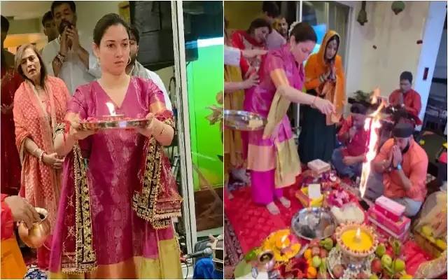 Tamannaah Bhatia Hosts Mata Ki Chowki with Close Friends & Family - News Karnataka