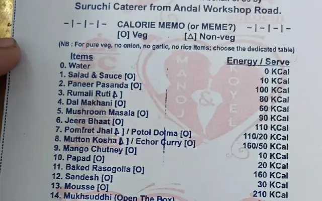 West Bengal Wedding Goes Viral With Hilarious ‘Calorie Count’ Menu Twist - News Karnataka