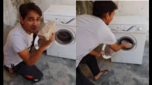 “Why Though?”: Viral Video of Man Dropping Stone Into Washing Machine Sparks Outrage - News Karnataka