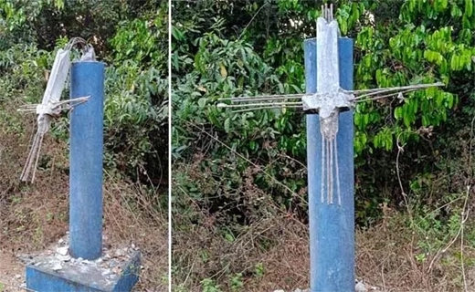 Cross desecrated at Kattingeri-Kudremale hill in Udupi, investigation underway - News Karnataka