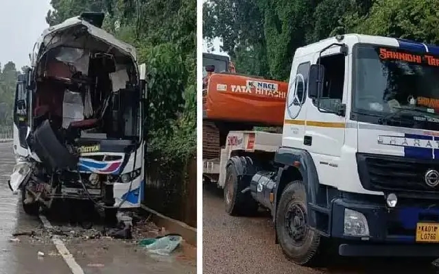 Tragedy on NH 75: One Dead, Over a Dozen Injured in Bus-Lorry Collision near Nelyadi - News Karnataka