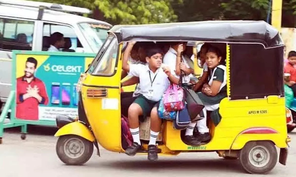 Police crack down on overloaded school autos to protect children - News Karnataka
