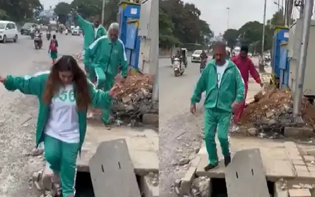 Bengaluru Residents Stage Squid Game-Inspired Protest Over Hazardous Roads - News Karnataka