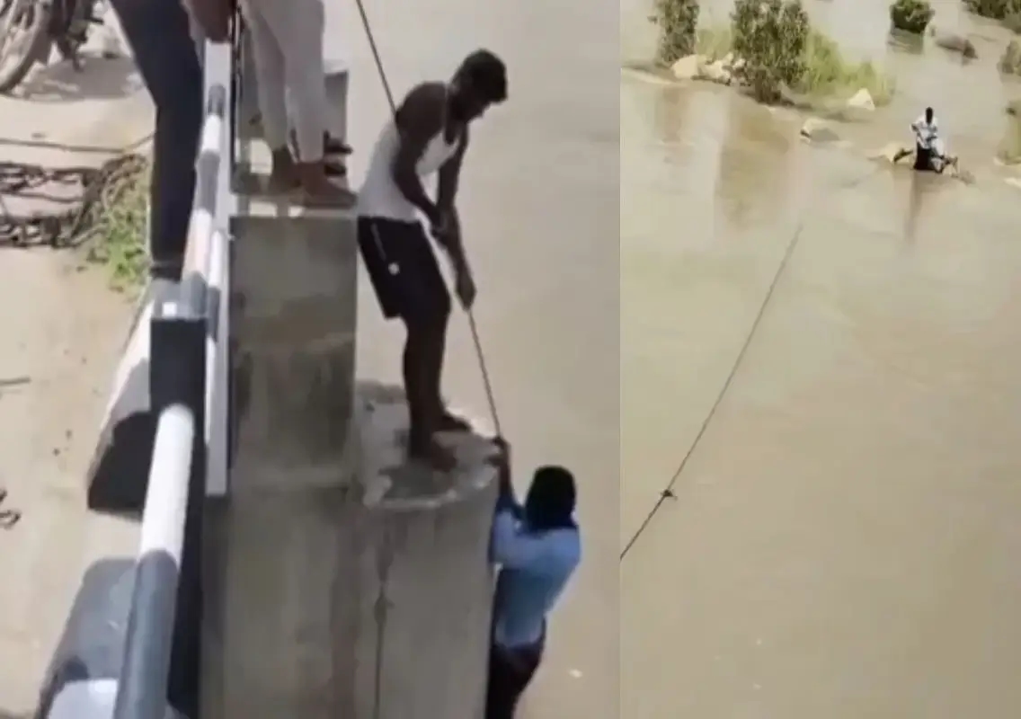 Raichur woman pushes husband into Krishna river during selfie, locals rescue him - News Karnataka