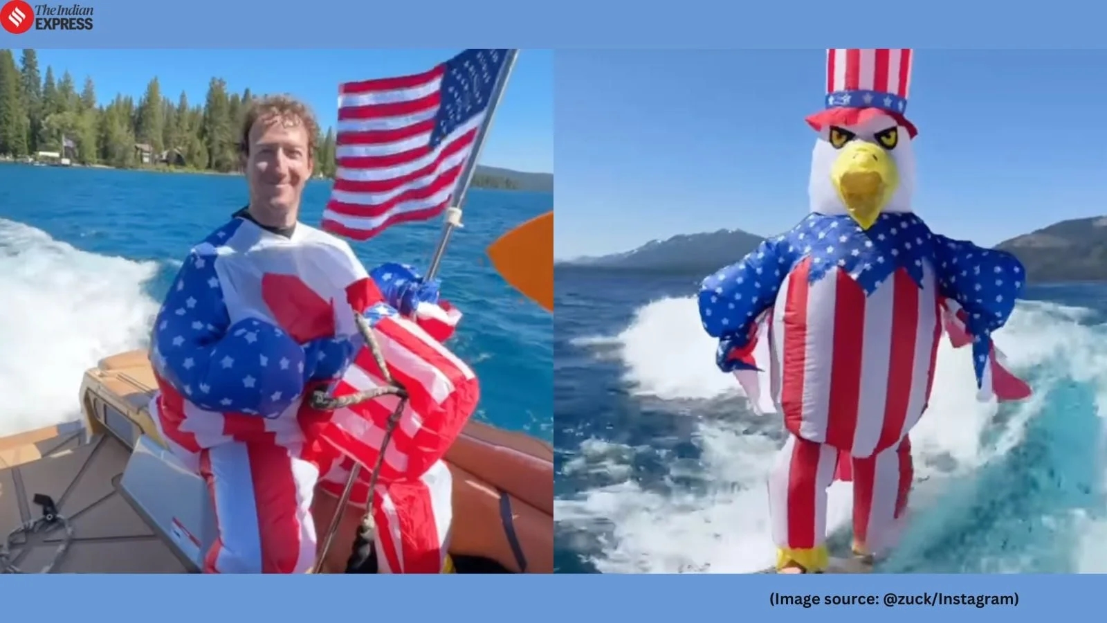 Zuckerberg rides waves in inflatable patriot suit for July 4th, internet goes wild - News Karnataka