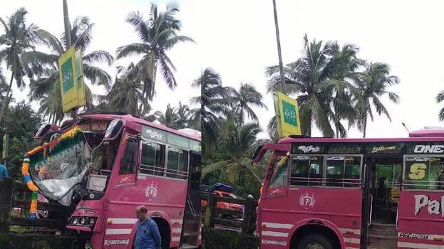 30 injured as speeding bus crashes into Vengalam bridge guardrail - News Karnataka