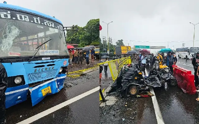 Six killed as KSRTC bus rams autorickshaaw at Kerala-Karnataka border - News Karnataka