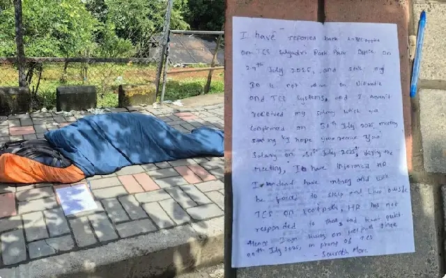 TCS Employee’s Pavement Protest Over Unpaid Salary Sparks Online Outrage - News Karnataka