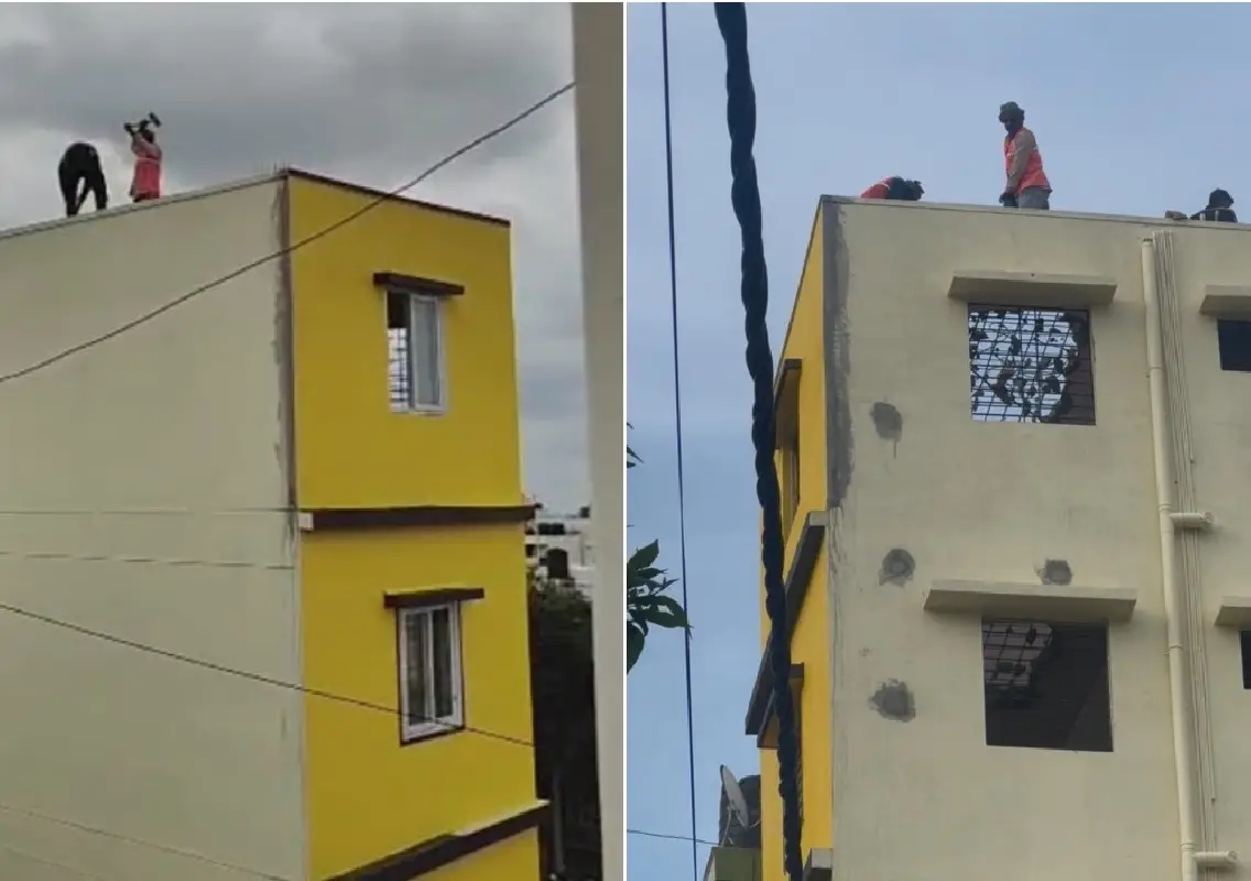 Five-storey illegal building tilts dangerously in Koramangala - News Karnataka