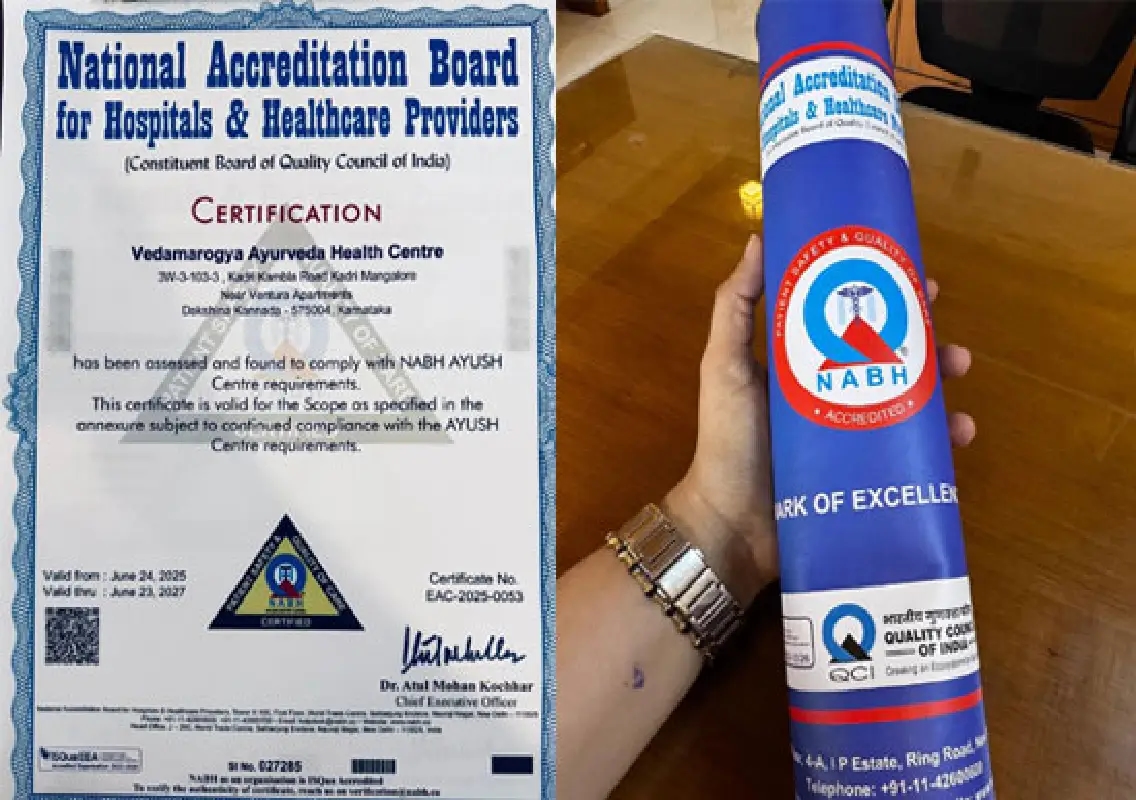Vedamarogya Ayurveda Health Centre in Mangaluru gets NABH accreditation - News Karnataka