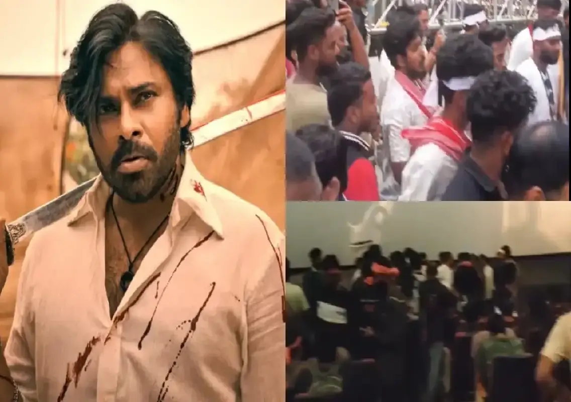 Fans damage screen with sword at Pawan Kalyan’s OG screening - News Karnataka