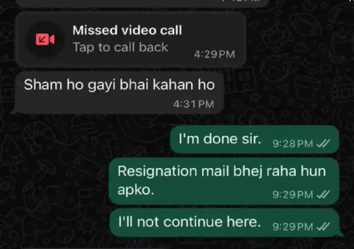 Employee’s viral chat with manager over resignation sparks debate on X - News Karnataka
