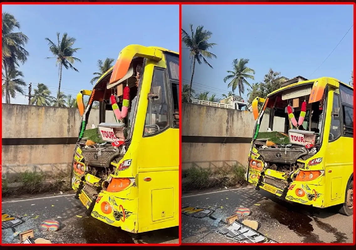 Tourist bus accident causes traffic jam on Padil-Nantur route - News Karnataka