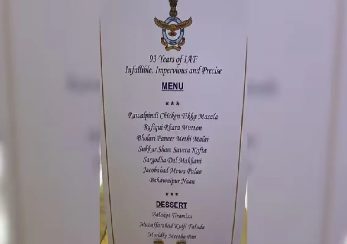 IAF dinner menu goes viral with dishes named after Pakistan strike sites - News Karnataka