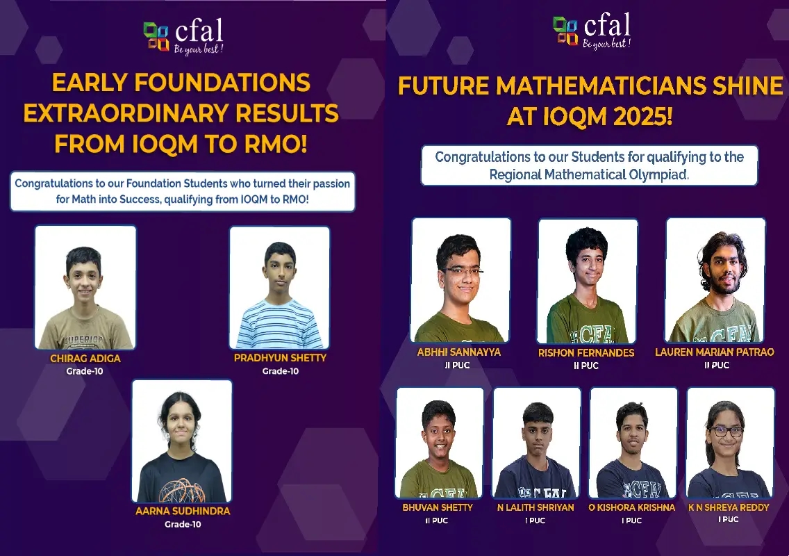 CFAL Students Excel in IOQM 2025, qualify for the Regional Mathematical Olympiad (RMO) - News Karnataka