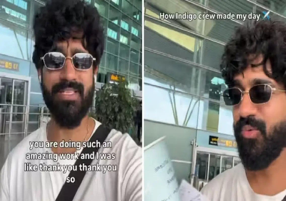 IndiGo crew surprises influencer Divyansh Tiwari with heartfelt gesture mid-flight - News Karnataka