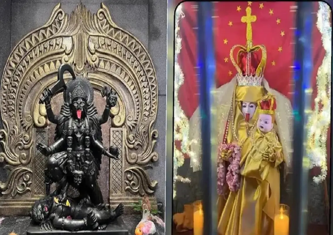 Priest arrested after Kali Mata idol dressed as Mother Mary in Mumbai temple: WATCH - News Karnataka