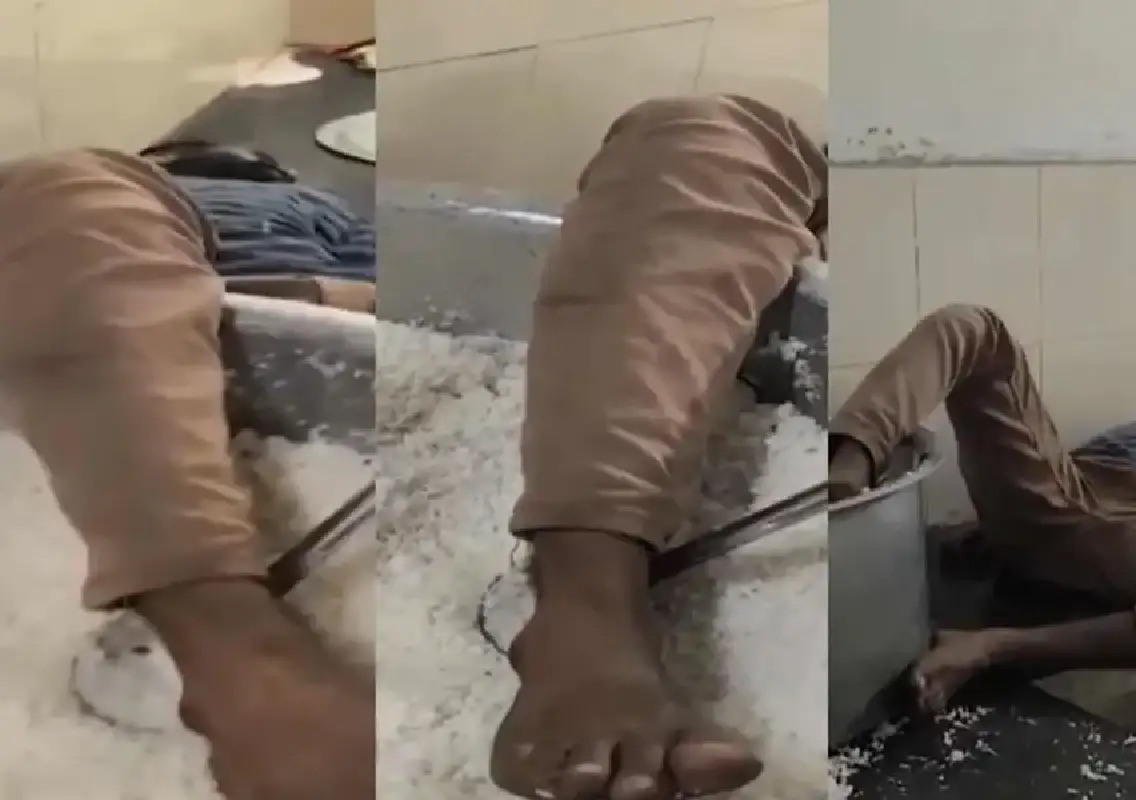 Telangana college hostel shocked as watchman found sleeping with leg in vessel of rice - News Karnataka