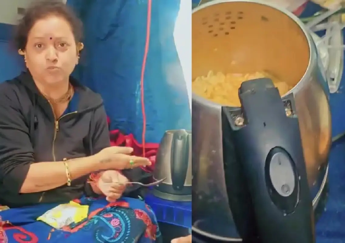 Woman cooking Maggi inside train sparks safety concerns online Internet reacts:WATCH - News Karnataka