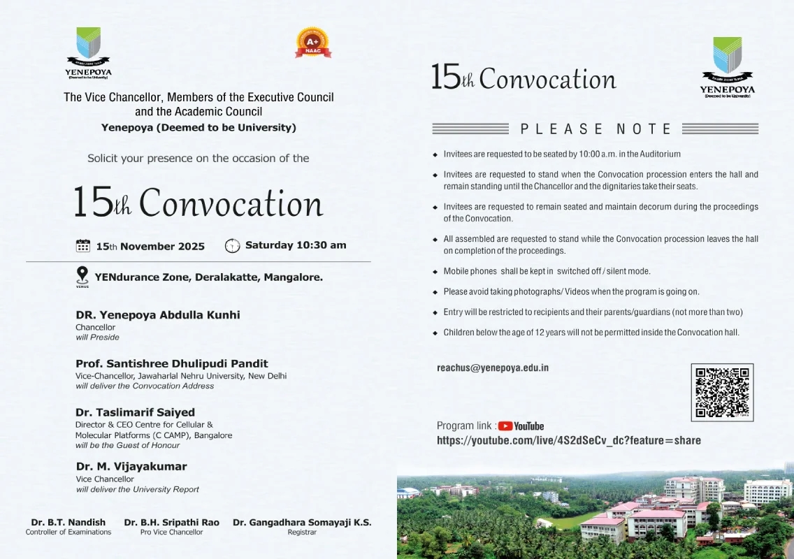 Yenepoya University to host Fifteenth Convocation on November 15 - News Karnataka