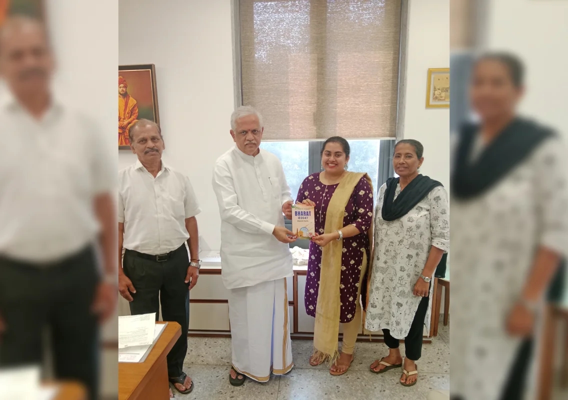 Young author Reshel Fernandes presents award-winning book to BJP leader - News Karnataka