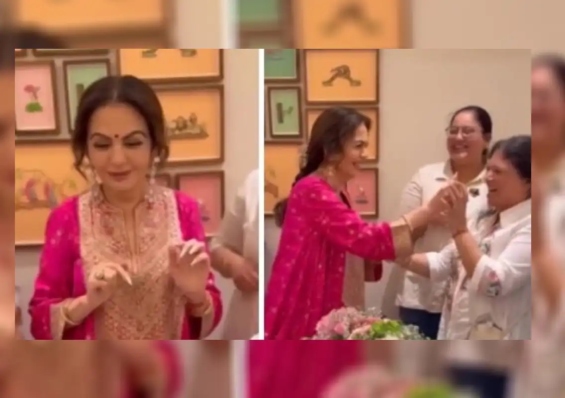Nita Ambani feeds cake to staff member in heartfelt celebration. WATCH: - News Karnataka
