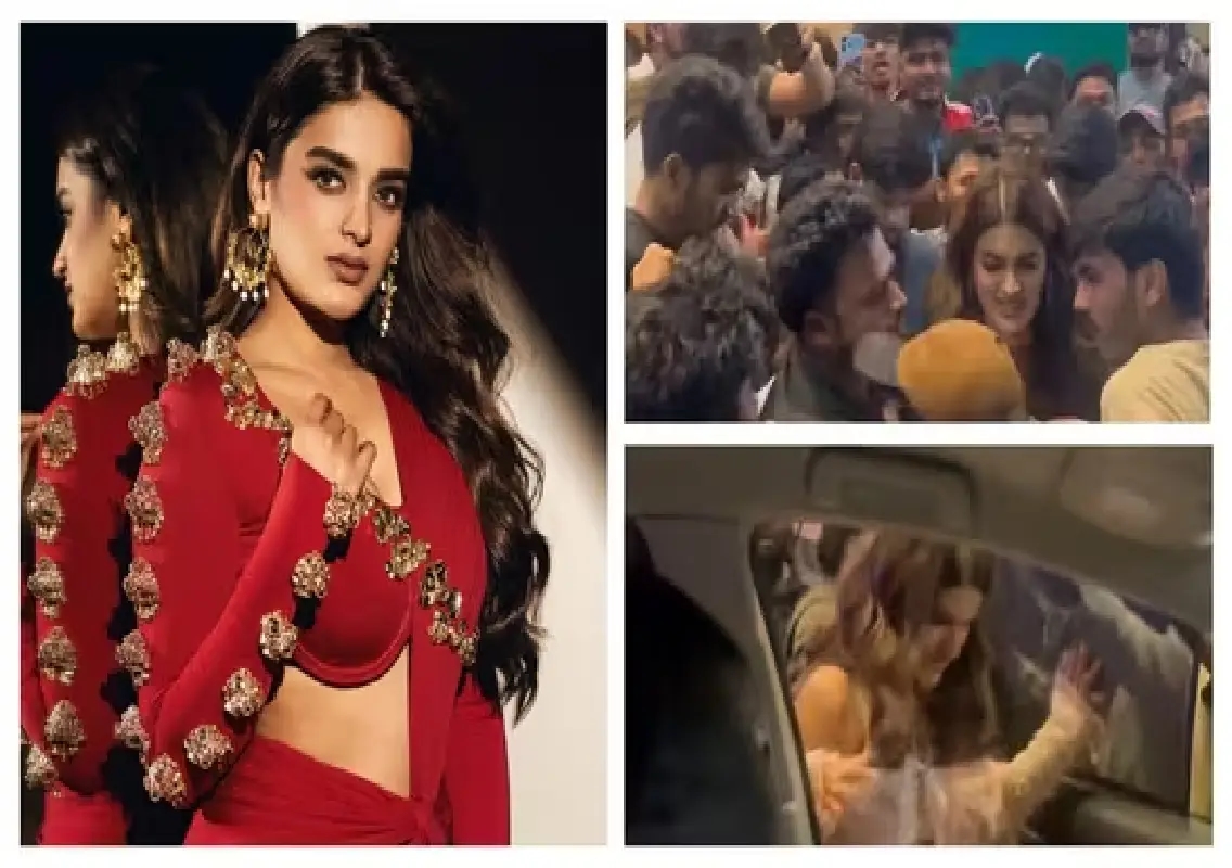 Actress Nidhhi Agerwal mobbed at The Raja Saab song launch: WATCH - News Karnataka