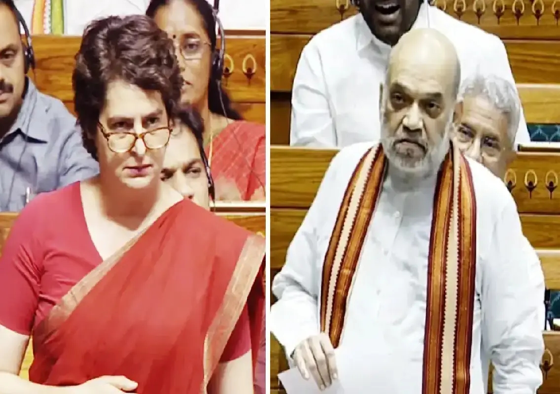 Amit Shah Hits Back at Priyanka Gandhi; Targets Nehru, Indira in Vande Mataram Row - News Karnataka