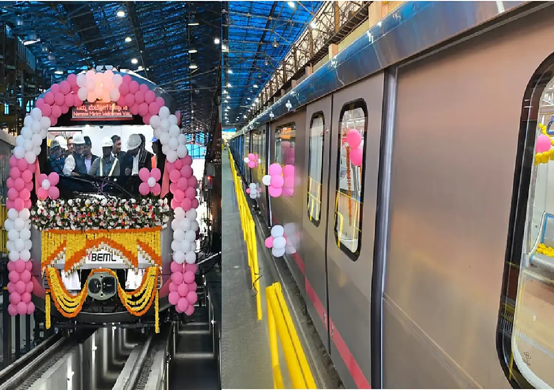 Bengaluru: BEML rolls out prototype train for Namma Metro’s Pink Line - News Karnataka