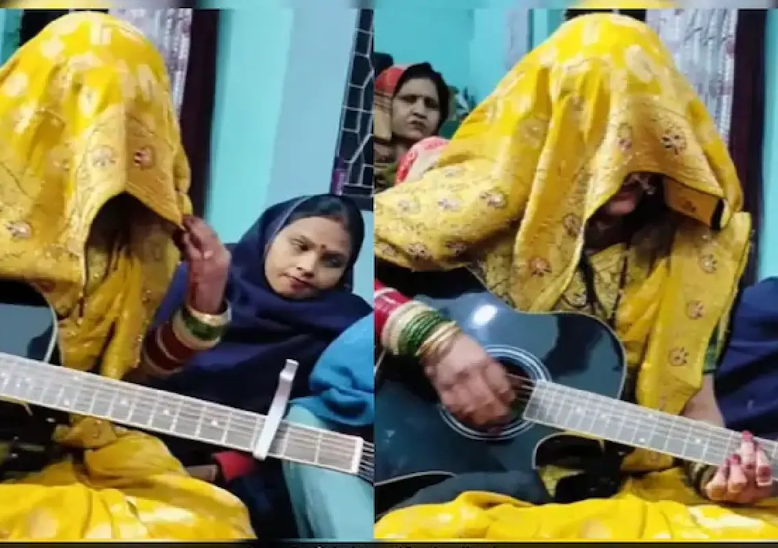 Bride’s guitar performance in veil sparks debate on talent, tradition and women’s agency - News Karnataka