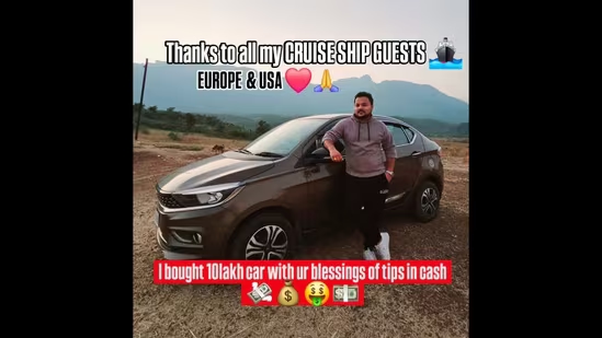 Cruise ship worker buys ₹10 lakh car using guest tips; post goes viral - News Karnataka