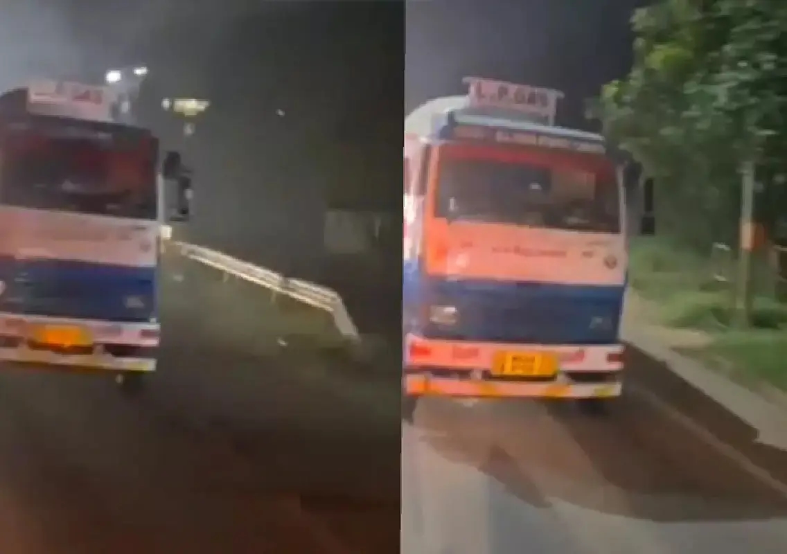 Gas tanker driven without headlights stopped by locals in Udupi - News Karnataka