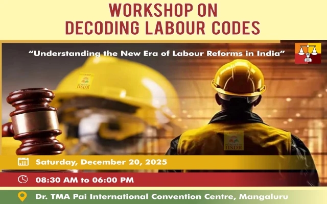 IISDR to Organise Workshop on Decoding Labour Codes in Mangaluru - News Karnataka