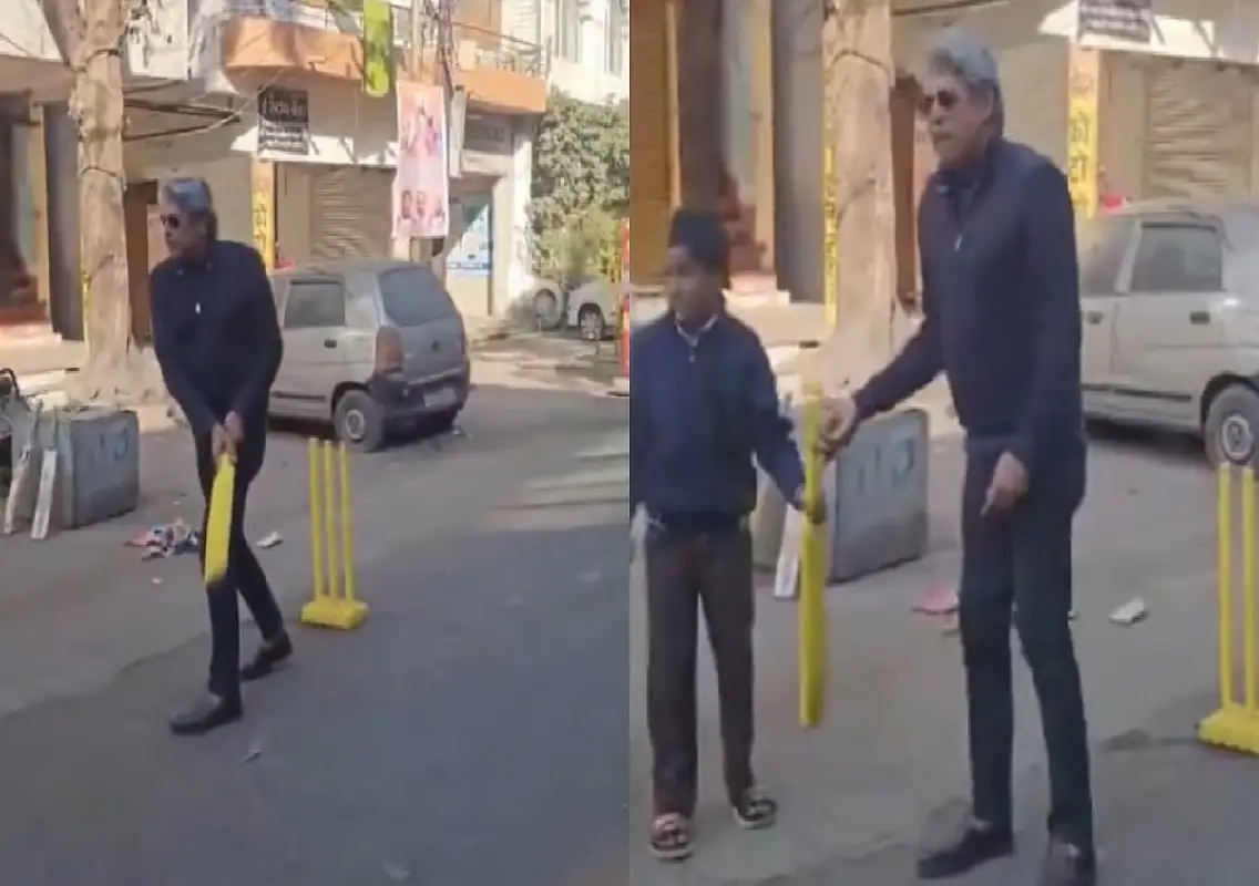 Kapil Dev plays gully cricket with kids in Ujjain, video goes viral: WATCH - News Karnataka