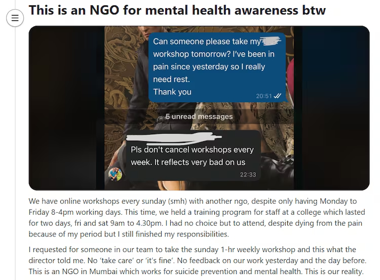 Mental health NGO accused of insensitivity over period pain - News Karnataka