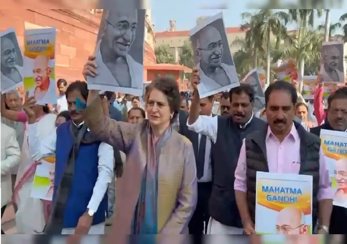 Priyanka Gandhi leads protest against Bill replacing MGNREGS - News Karnataka