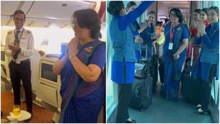 35 years in the skies: Air India hostess’ final announcement goes viral - News Karnataka