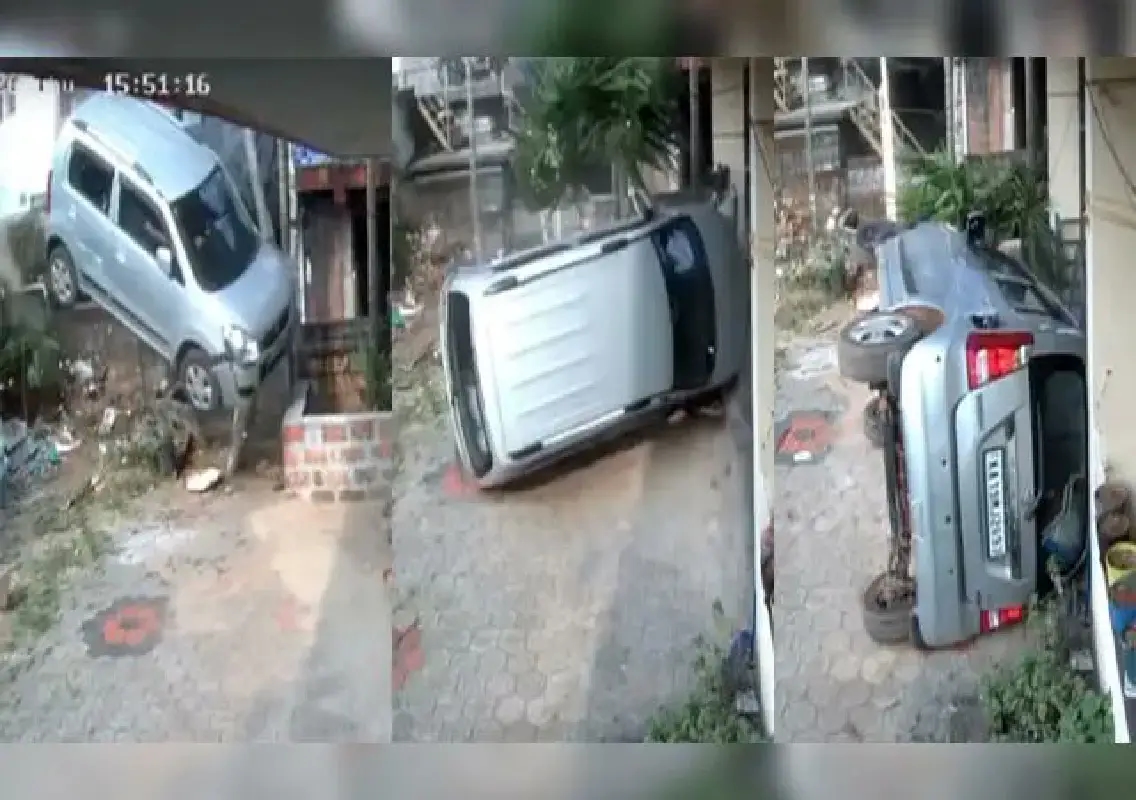 Bondel parish priest escapes unhurt in car accident at Marakada: WATCH - News Karnataka