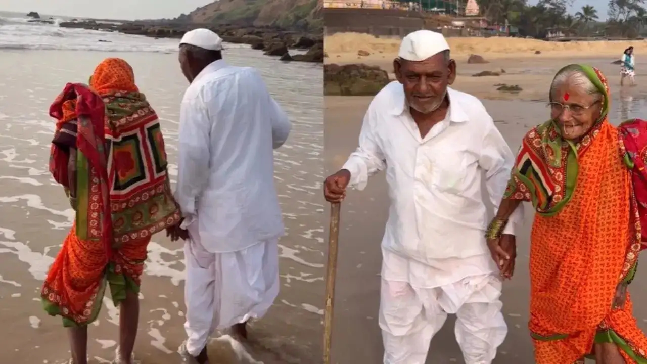Grandparents see the sea for first time, video from Maharashtra melts hearts - News Karnataka