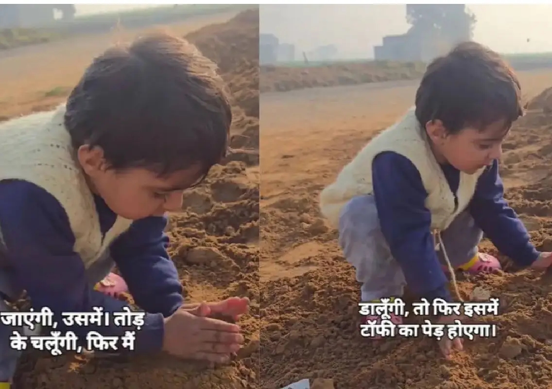 Little girl plants toffees hoping to grow a ‘toffee tree’, melts hearts - News Karnataka