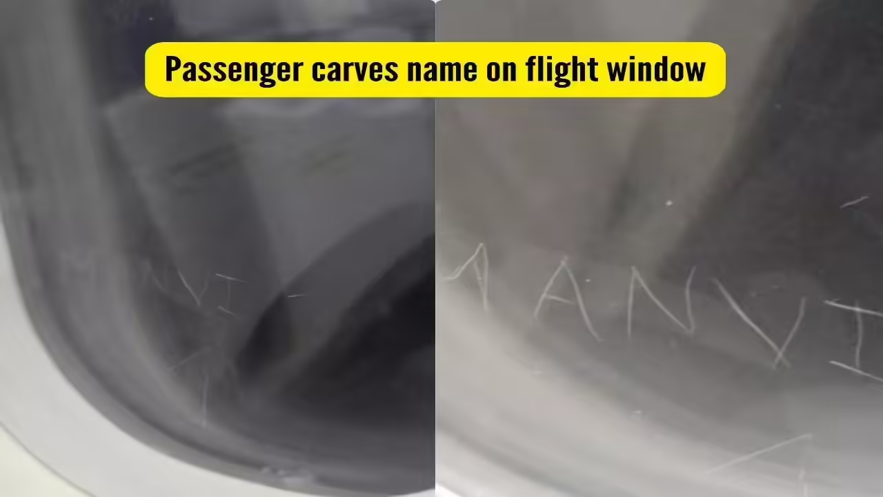 Name carved on flight window sparks outrage online - News Karnataka