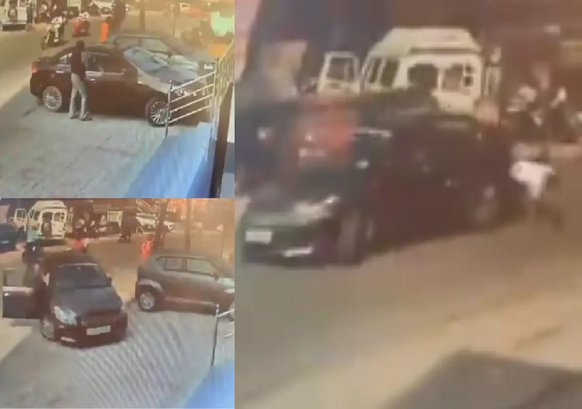 Parked car suddenly reverses, triggers mishap in Udupi: WATCH - News Karnataka
