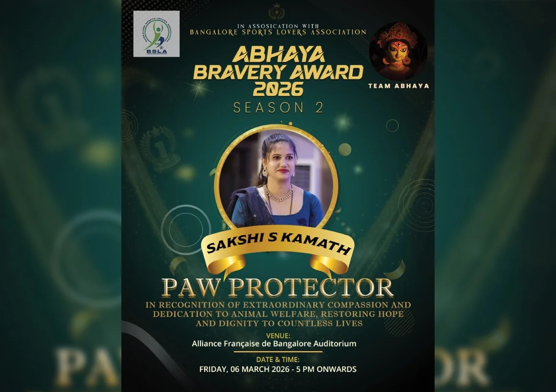 Sakshi S. Kamath to receive ‘Paw Protector’ honour at Abhaya Bravery Award 2026 - News Karnataka