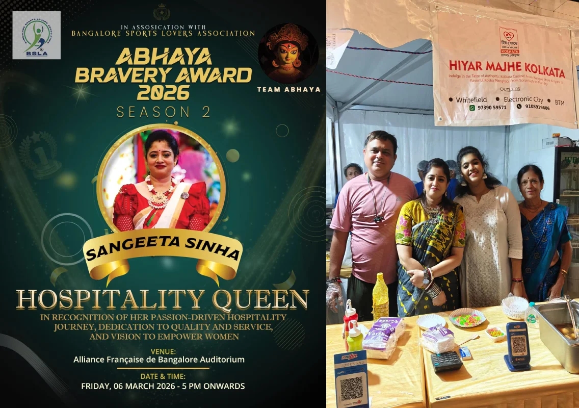 Sangeeta Sinha to receive ‘Hospitality Queen’ honour at Abhaya Bravery Award 2026 - News Karnataka
