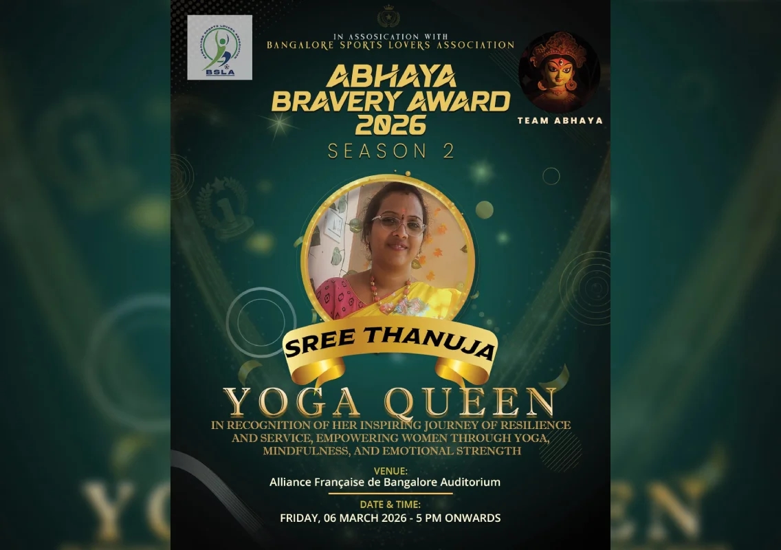 Sree Thanuja to be honoured as ‘Yoga Queen’ at Abhaya Bravery Award 2026 - News Karnataka