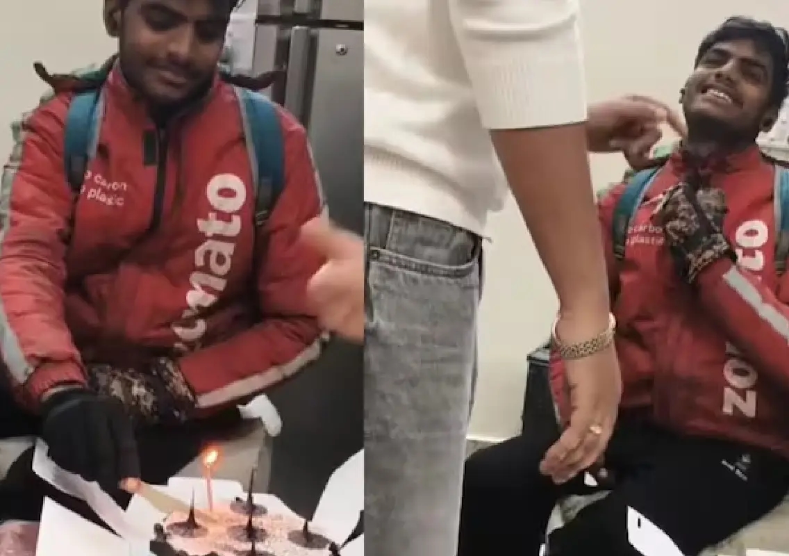 Zomato rider’s birthday surprise by customers melts hearts online - News Karnataka