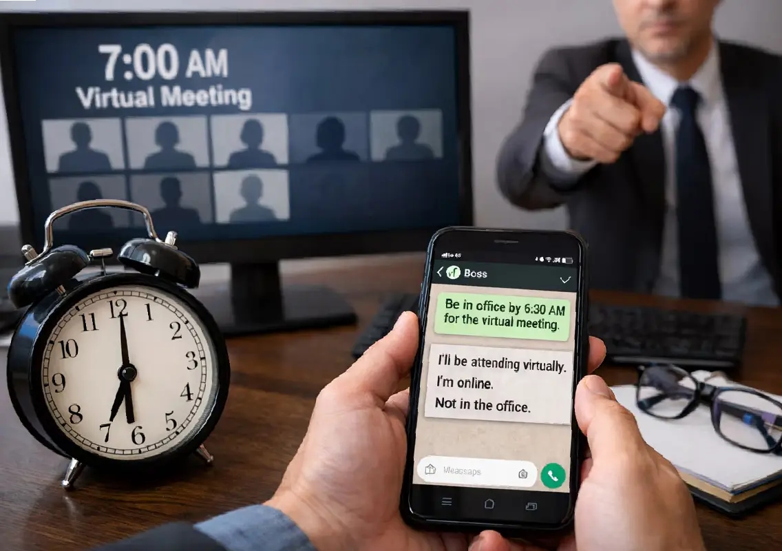 ‘Physically present for virtual meet?’ Viral WhatsApp chat sparks work culture debate - News Karnataka